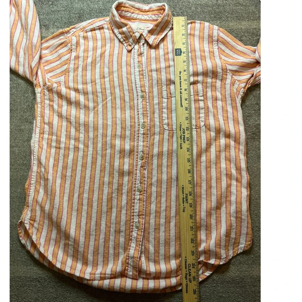 Universal Thread Womens Small Relaxed Fit Linen Striped Button Down Shirt Pink